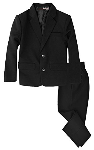 G218 Boys 2 Piece Suit Set Toddler to Teen (10, Black)