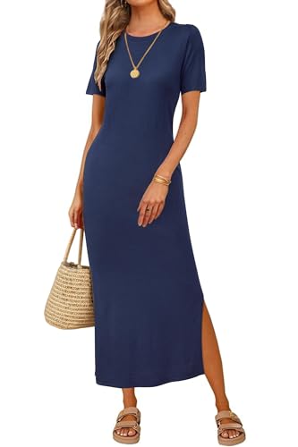 Image of Arach&Cloz Women's Wool Blend Lightweight Spring Casual T Shirts Maxi Dress 2026