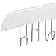 Relaxdays Gürtelhalter Kleiderschrank, Haken für 12 Gürtel, 360° drehbarer Haken, Lotusholz, 17,5x43x5,5 cm, weiß/Silber