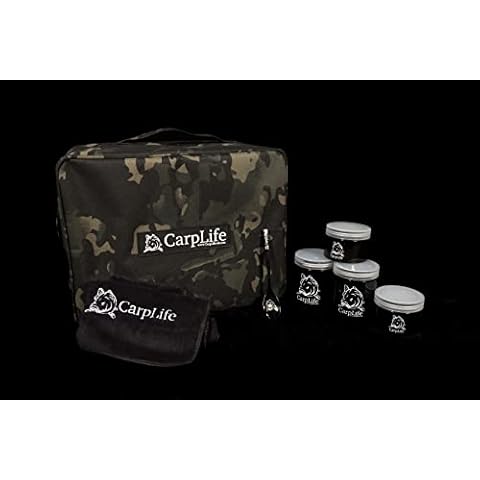 CarpLife Brew Kit Bag - Cookware Bag - Carp Fishing Bag - Supplied with Food Grade Pots, Black Etched Tea Spoon and Microfibre Hand Towel Cover