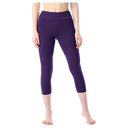 Merry Style Leggins 3/4 Mallas Deportivas de Algodón Mujer MS10-430 (Morado, L)