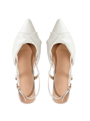 OYOANGLE Women's Pointed Toe Slingback Flats Twist Front Elegant Evening Prom Flat Dress Shoes