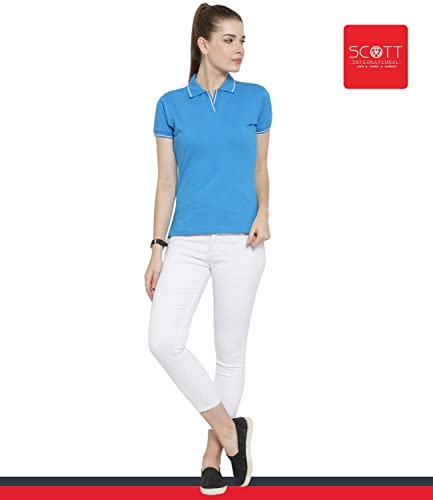 Image of Scott International Women's Regular Fit 100% Pure Organic Cotton Polo T-Shirt | Womens Polo Collar Neck T-Shirt | Cotton Plain Polo Neck Half Sleeve T-Shirt | Tshirts for Women