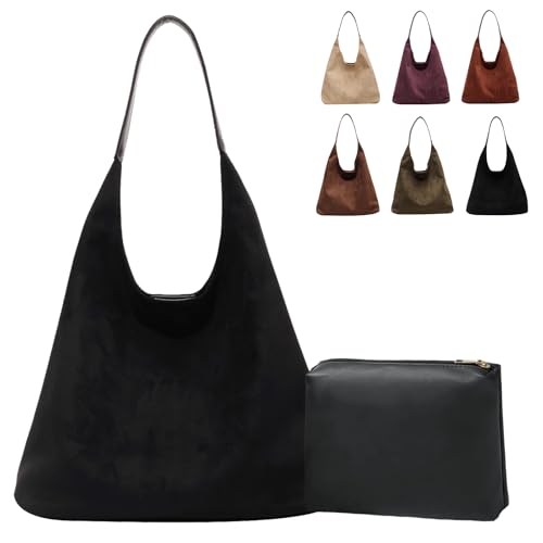Image of Suede Bag for Women New Suede Tote Bags for Women Retro Slouchy Bag Brown Shoulder Bag Hobo Handbag