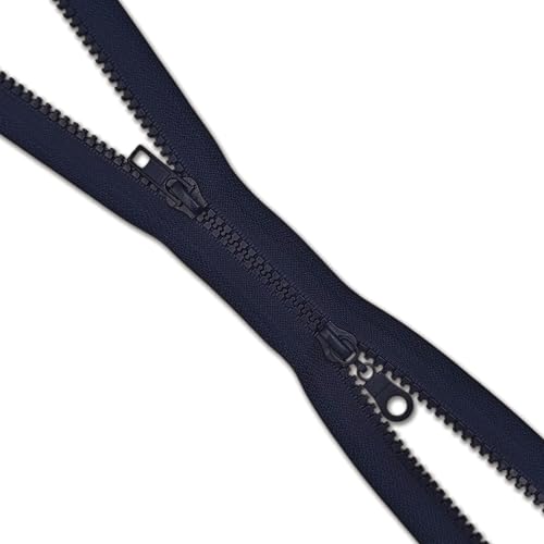2 Way Chunky Zip Size #5 Open End Zipper Two-Way for Jackets Sweatshirts Two Sliders Fully Separated Fastener (Navy Blue, 80cm (31.5'')) - Image 2