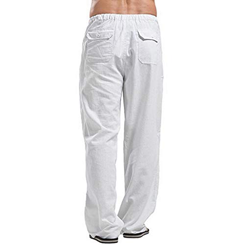 Plus Size Linen Pants Men Cotton Yoga Pants Casual Sweatpants Jogger Open Bottom Lounge Pants with Pockets3