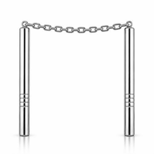 Image of VINEX Stainless Steel Fixed Nunchaku with Chain - Professional Grade Metal Nunchucks for Martial Arts Training, Polished Finish, Durable Stainless-Steel Build, Karate Practice Stick (Without Lock)