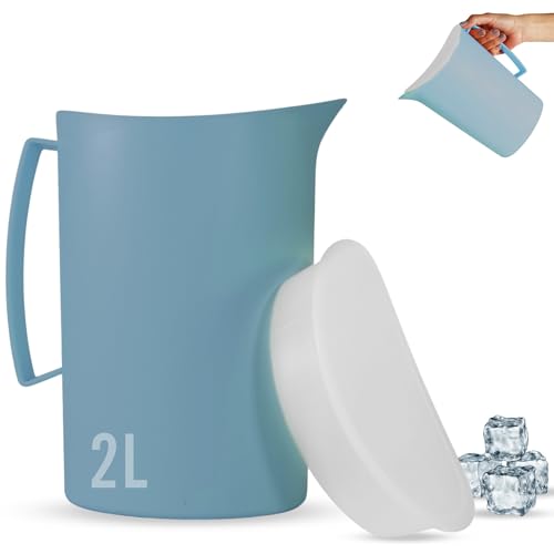 Mypicompany Carafe d'eau en plastique premium 2 l - sans BPA, multifonctionnelle pour célébrations et activités de plein air, carafe à eau en plastique de...