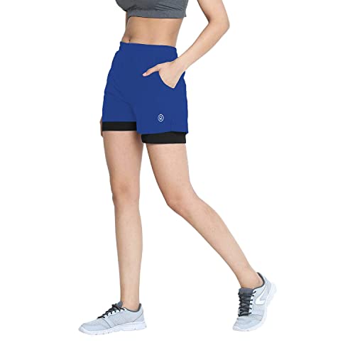 Image of CHKOKKO Gym Shorts for Women Workout Sports Running Quick Dry Fit Double Layer Inner Compression with Pockets Breathable Lightweight Wear