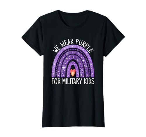 Purple Up per bambini militari, pastel Rainbow for Brave Maglietta