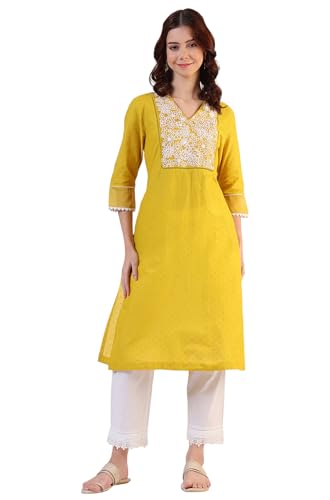 Image of W for Woman Solid Straight Pure Cotton Kurta
