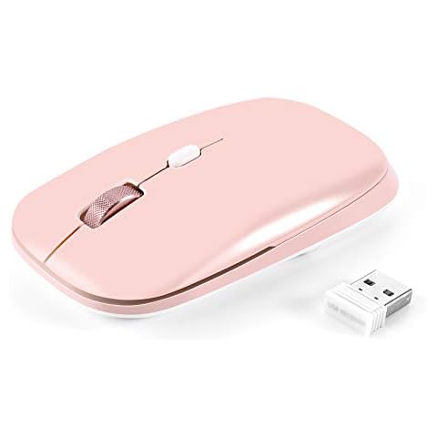 PINKCAT Wireless Mouse, Slim Optical Mice 2.4G USB Laptop Computer Cordless Mouse with Nano Receiver Portable Design and Silent Click for Windows Mac Macbook Linux Office (2.4GHz-Pink) Cover