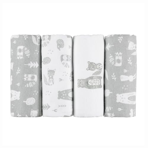 Kindsgard Molton Spucktücher - 4er Pack - 70x70cm - 100% Baumwolle - OekoTex 100 Zertifiziert - Molton Windeln - extrem saugstark & weich - waschmaschinenfest - vielseitiges Flanelltuch - Grau