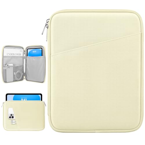 Image of Dadanism 9-11 inch Tablet Sleeve Bag Carrying Case for iPad (A16) 11th Gen 11 inch, iPad 10th Gen 10.9 inch Air 5 /4, iPad Air M4 /Pro 11 inch, iPad 9 /8 /7th, Galaxy Tab A11+ Plus 11 inch, Remarkable 2 10.3 inch, Beige