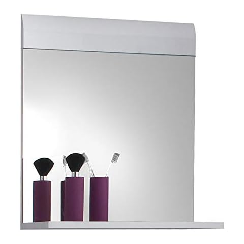 trendteam smart living Espejo de baño para pared Skin Gloss, 60 x 55 x 10 cm en blanco brillante con repisa Cover