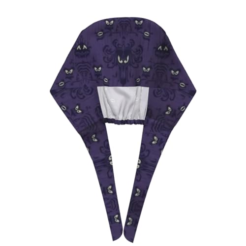 Image of Cute Pug Dog Print Working Cap Scrub Cap with Sweatband,Adjustable Fashion Bandage Tie Back Hat Headwear for Women Men