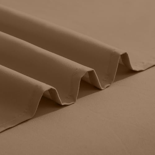 Image of Elegant Comfort Luxurious 1500 Premium Hotel Quality Microfiber Three Line Embroidered Softest 5-Piece Bed Sheet Set, Wrinkle and Fade Resistant, Split King, Taupe