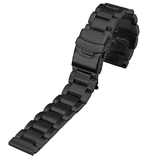Bracelet montre 20 mm Sobrave en acier massif noir finition haute qualité