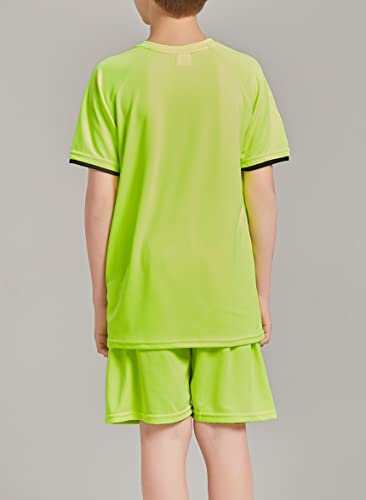 Danichins Boys Loose Athletic Short-Sleeve Shirt And Active Mesh Shorts Set (Yellow, 4) #TOP4