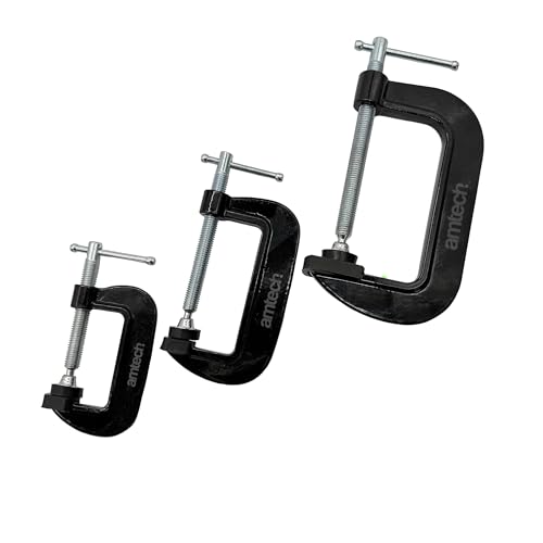 Amtech – 3 Piece G-Clamp Set, 2in 3in 4in Clamps with Soft Pads, T-Handle Adjustment for Woodworking, Assembly, Repair & DIY Tasks