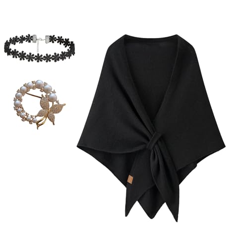 2026 Pashmina Shawl Wraps Women Knitted Shawls And Wraps For Women Cardigan Cape Poncho Shawl Shawl Scarf (black)