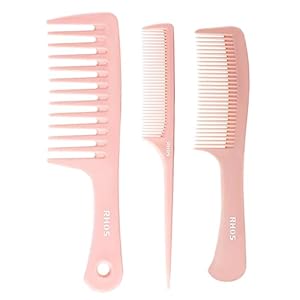 3 Pieces Hair Comb Set for Women,Men-Wide Tooth Comb,Fine Tooth Rat Tail Comb,Medium Tooth Comb-Detangling Hair Combs for All Hair Types,Hair Styling Comb Set(Pink)