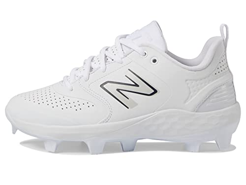 New Balance Women's Fresh Foam Velo V3 Molded Softball Shoe, White/White, 5 Wide US