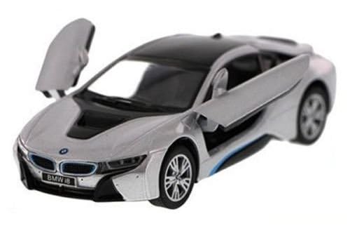 Modelo a escala 1:36 BMW I8 color plata miniatura 2