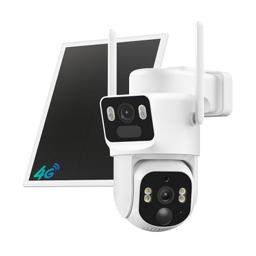 Image of ELYSOO Dual Lens 4G LTE Cellular Security Camera, 2K HD Video, No WiFi Needed, 360 View Camera with Night Vision, Easy to Install, PIR Alarm, Built-in SIM Card(Supports Verizon /AT&T /T-Mobile) - White