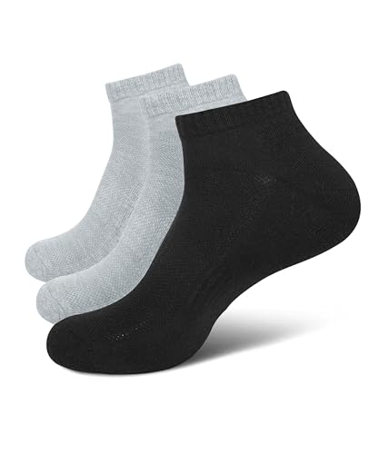 Elina fashion Ankle Socks 1 Black, 2 Grey Pack of 3 Size - 4 to 7