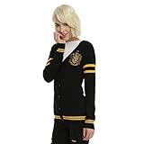 Harry Potter Womens Hufflepuff House Open Front Cardigan Juniors Knit Sweater (Large)