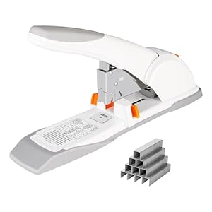 Amazon Basics Heavy Duty Stapler, 130 Sheets High Capacity, Large Office Stapler with 1000 Staples, White