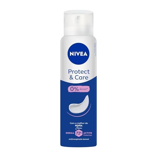 NIVEA Desodorante Antitranspirante Aerossol Protect & Care 150ml, Proteção 72h, Cuidado Su...
