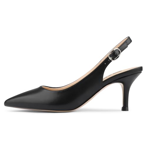 Image of JOY IN LOVE Slingback Kitten Heels for Women Closed Pointed Toe Pumps Dress Shoes