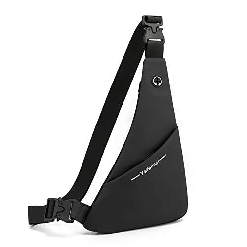 FANDARE Ultra-light Sling Chest Bag One Shoulder Bag Double-sided Crossbody Backpack Men with Earphone Hole for Outdoor Travel Work Hiking Running Indoor Activities Daypacks Black
