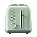 Wszechstronny toster na 2 kromki, mały toster domowy, bardzo szerokie gniazdo + ustawienie pieczenia bajgla, wyjmowana tacka na okruchy, zielony