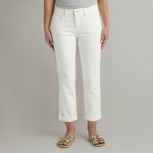 JAG Jeans Women's Carter Mid Rise Girlfriend Jeans, White 1, 124