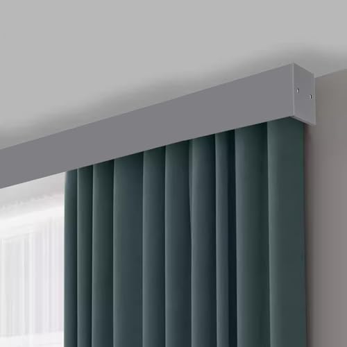 Double Row Curtain Track Silent Heavy Duty Drop Ceiling for Curtains-Room Divider,Premium Adjustable Curtain Track System with Cover Pelmet - 130cm (4.3ft) Curtain Rods for Living Room Dual
