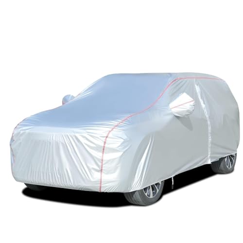 Image of Tecoom Hard Shell Zipper Design Waterproof UV-Proof Windproof Car Cover for All Weather Indoor Outdoor Fit 216-230 Inches Full-Size SUV /Van