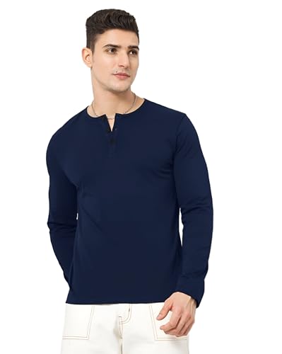 Image of LAZYCHUNKS Luxury Men's Full Sleeve Henley T-Shirt - Soft, Breathable, Stylish (Men's Henley T-Shirt), Great for Party and Casual wear