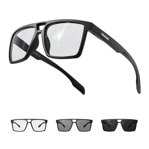Ynaahi Photochromic Sunglasses for Men & Women ANSI Z87.1 Clear-to-Grey UV400 Transition for Work Safety and Outdoor Sports