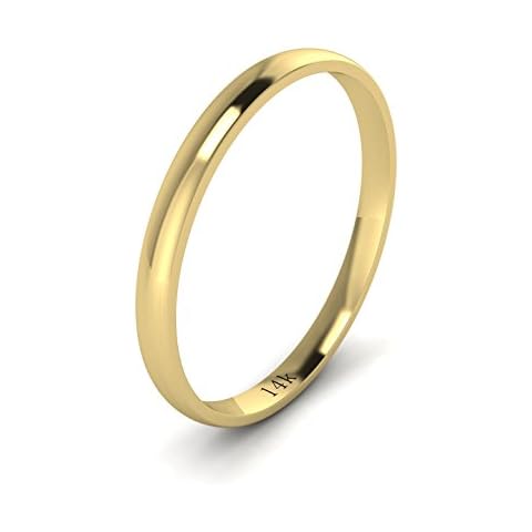 LANDA JEWEL Unisex 14k Yellow Gold 2mm Light Court Shape Comfort Fit Polished Wedding Ring Plain Band (12) Cover