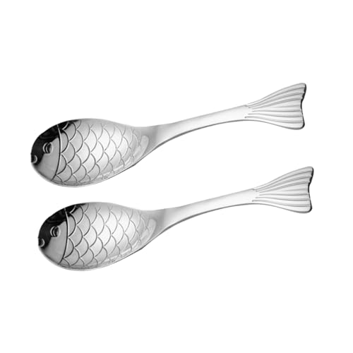 OSOLADY 2pcs Dessert Spoons Stainless Steel Soup Spoons Serving Utensils Silver Soup Spoon Stainless Steel
