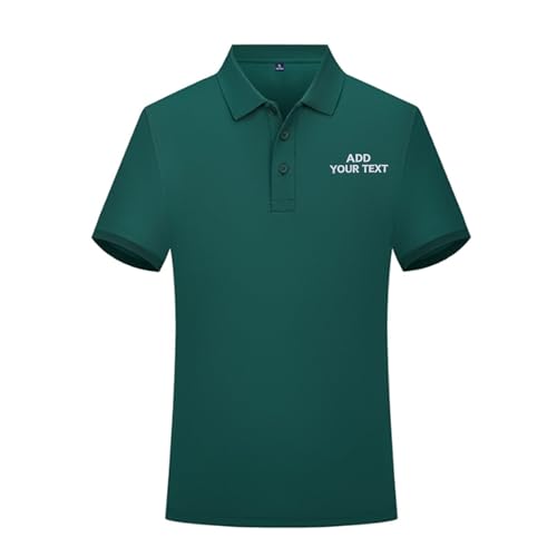 Polo Hombre Manga Corta Personalizada Camiseta Personalizada Hombre con Texto Bordados Vestuario Laboral (FR/ES, Letras, S, 4XL, Regular, Regular, Verde Oscuro)