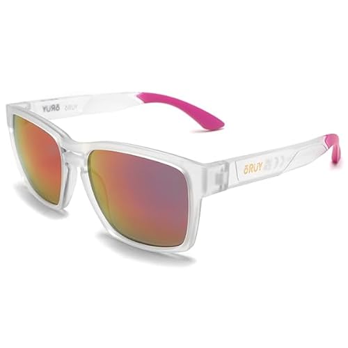 XIMUER Gafas de Sol con Montura Blanca Esmerilada y Patilla Combinada con Silicona Protección UV400