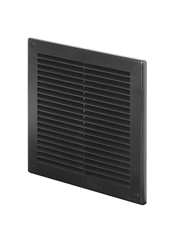 Awenta 200x200 mm Schwarz Lüftungsabdeckung – flache, quadratische Lüftungsschlitze – Integrierter Insektenschutz – HVAC lüftungsgitter...