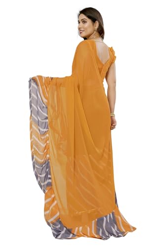 Image of RAJESHWAR FASHION WITH RF Women's Ruffles Georgette Sarees For Women With Lace & Solid Blouse(Jacket Saree)