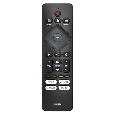 RF439A Replacement Remote Control for Philips TVs, Easy Setup, Streaming Shortcuts, Compatible with Android and Google Smart TVs, Works with PFL5766 and PUL7672 Series, No Voice Function