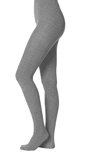 EMEM Apparel Women's Ladies Junior's Flat Knit Cotton Sweater Winter Opaque Footed Tights Hosiery Stockings Light Grey B