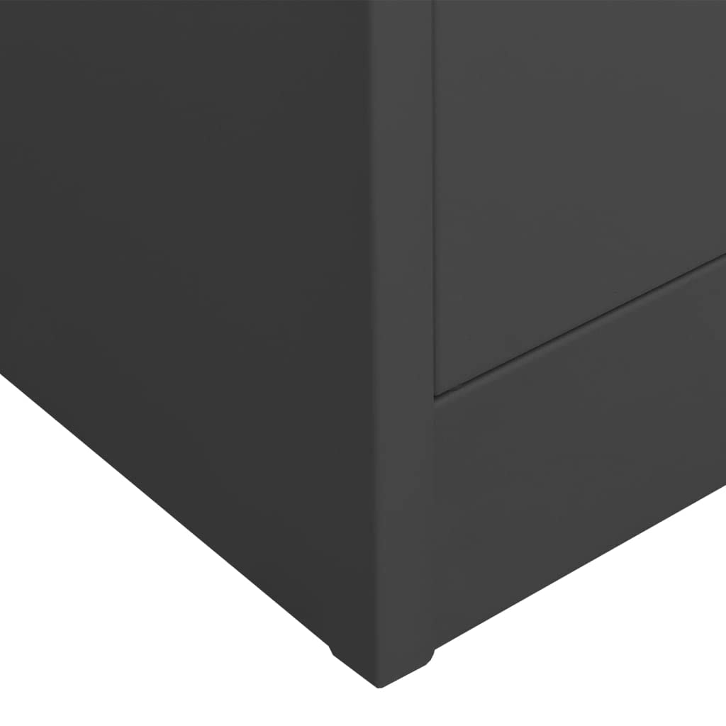 Hothingwell Antracytowa szafka biurkowa 90x40x180 cm ze stali, segregator z 3 regulowanymi półkami i 2 zamkami, drzwi ze szkła hartowanego do bezpiecznego przechowywania.